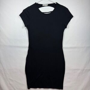 Mind Code Black‎ Bodycon Dress Short Sleeve Cutout Back Casual Party Sz Medium